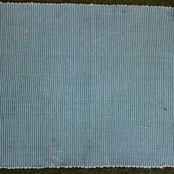 5-pc VINTAGE Fabric tablecloth napkin Turquoise and 7-pc plastic white - Picture 14 of 15